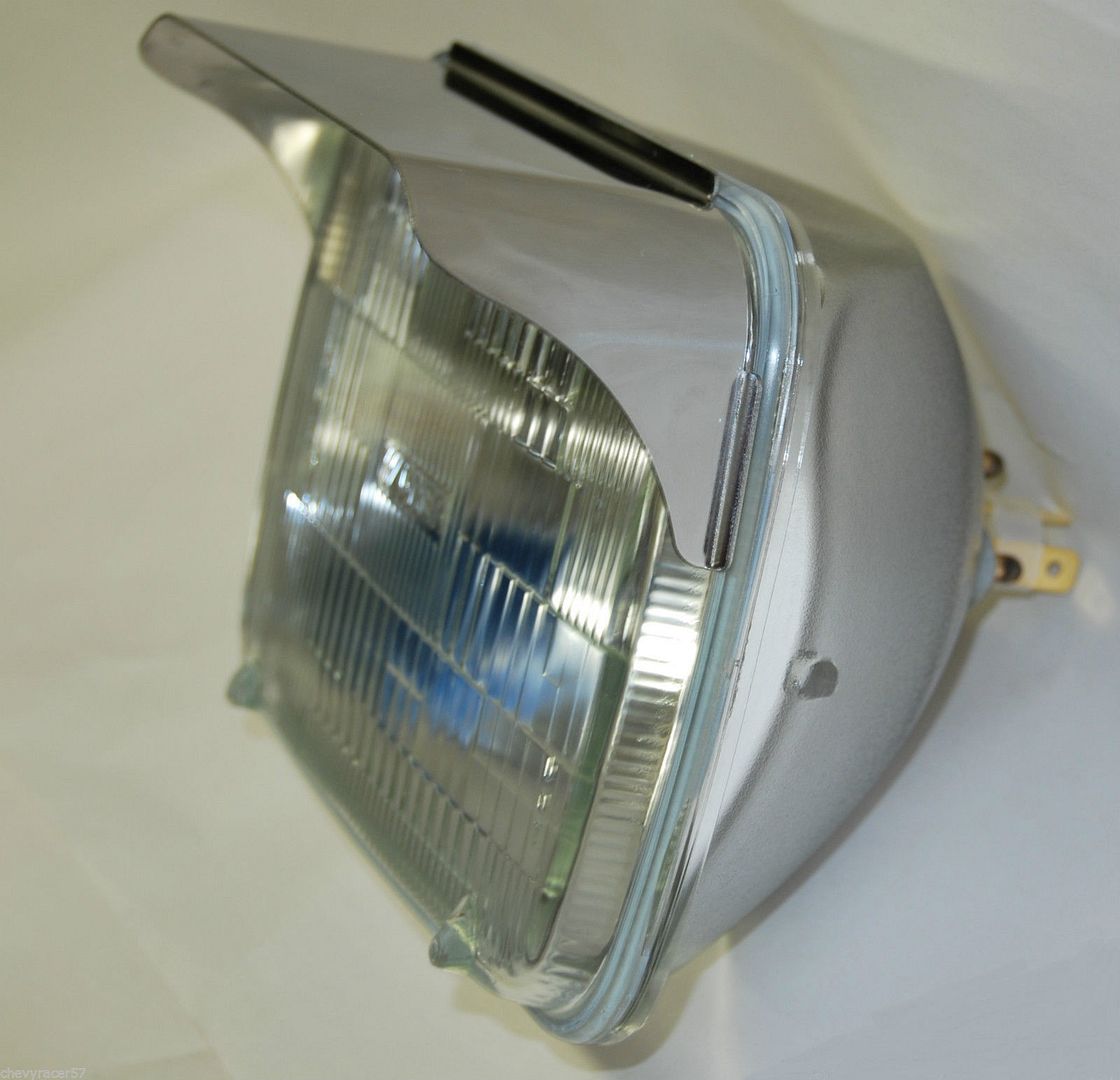 7X6" Headlight Headlamp Light Bulb Chrome Stainless Trim Cover Shield Visors Pr eBay